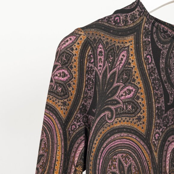 Etro Purple & Black Paisley & Floral Jersey Midi Dress - Picture 5 of 11
